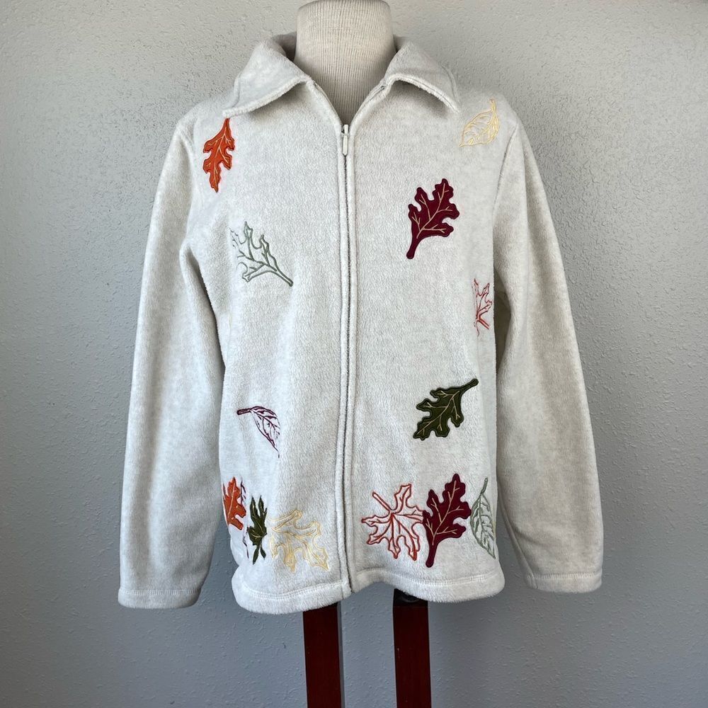 Holiday Lodge Full Zip Autumn Fleece Jacket Size M EUC